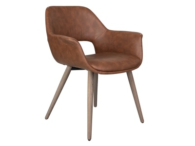 House of Sander Fenja spisebordstol cognac PU med træstel i NATUR